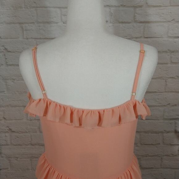 AM Michael Kors Pink Ruffled Tiered Midi Maxi Dress NWT S Coquette Feminine Cute - Picture 8 of 13